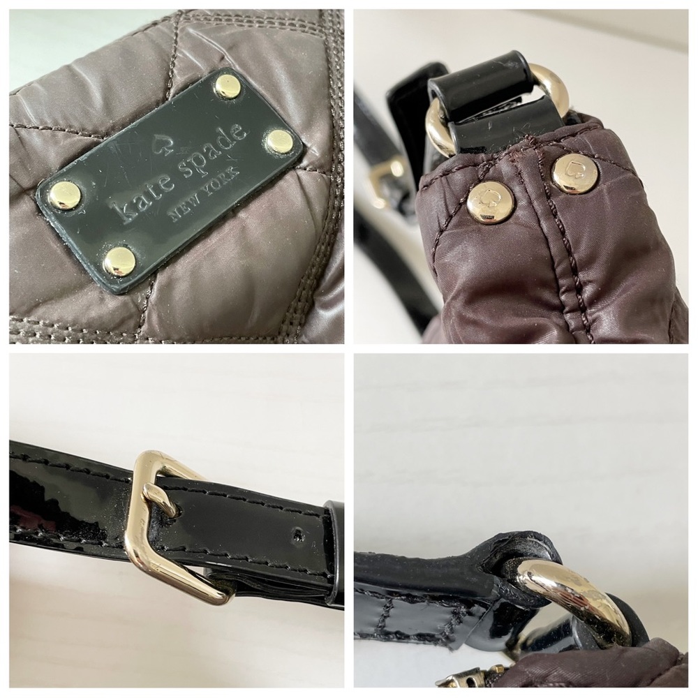 Kate Spade brown quilted nylon black patent leather crossbody bag - Picture 6 of 10